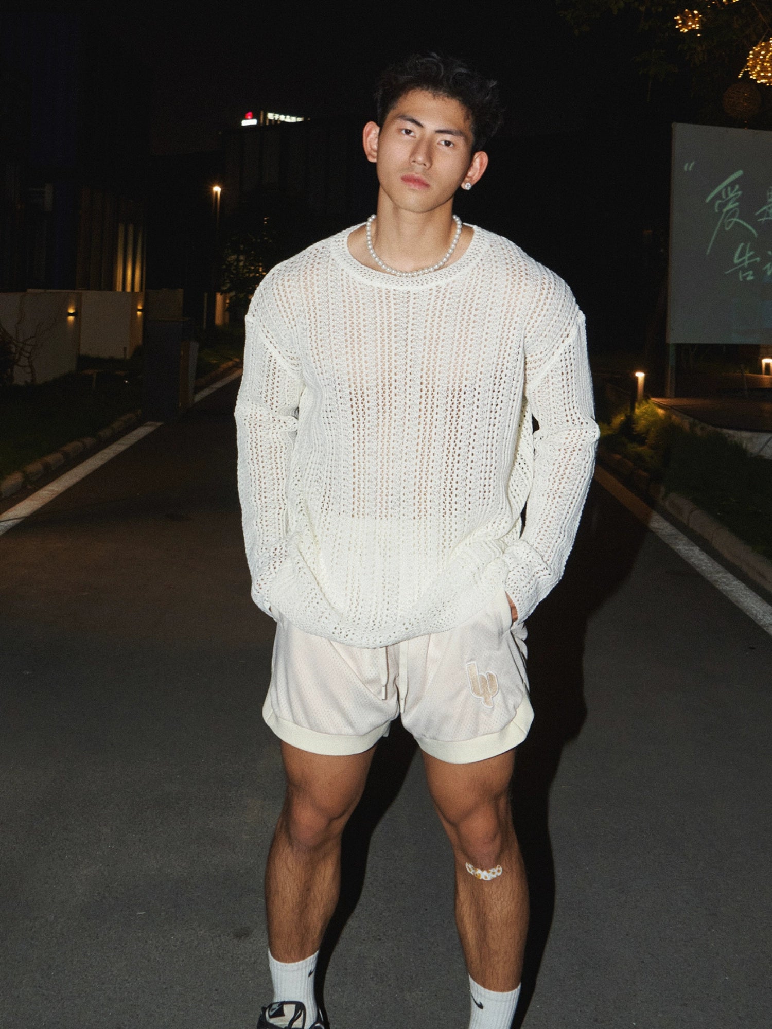 PLM White Mesh Jumper