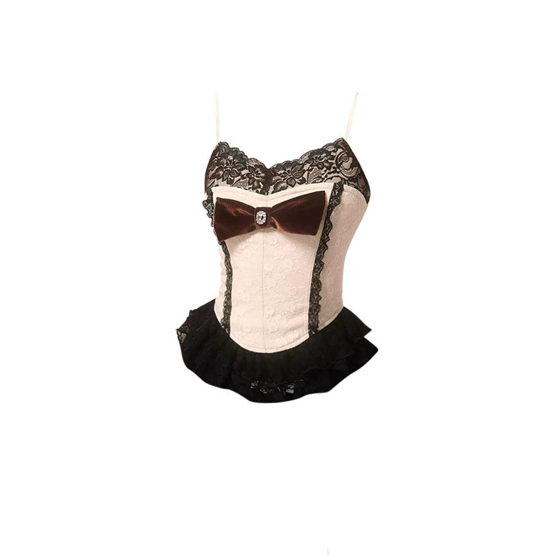 GAOSITONG Chloe Lace Bow Trousers Set