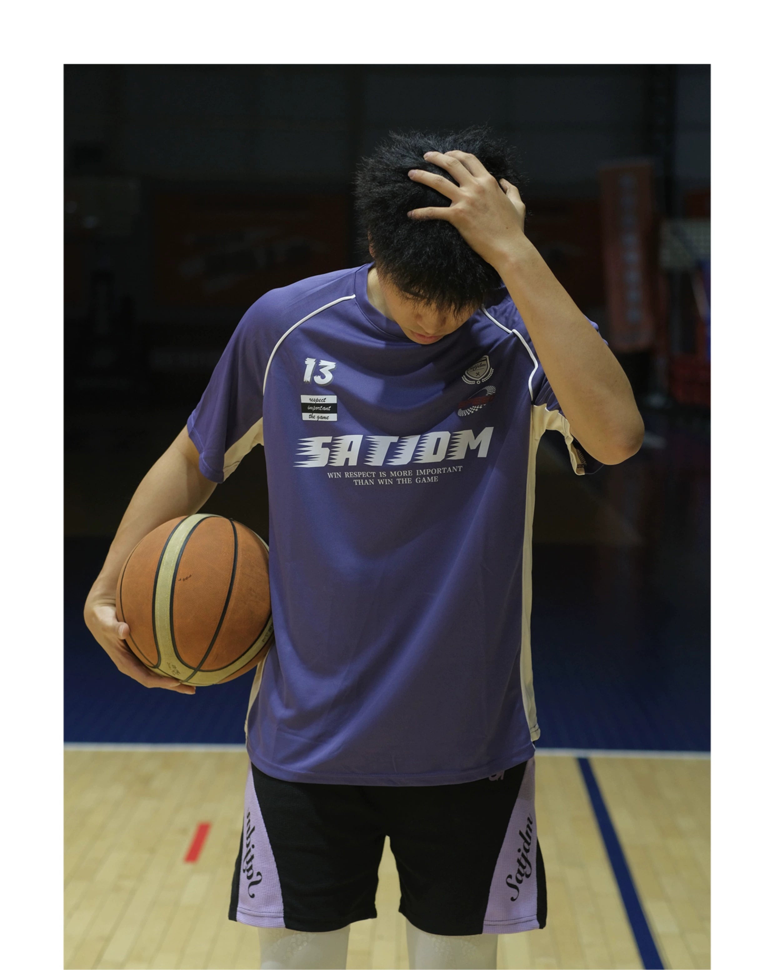 SATJDM Contrast Color Raglan Sleeve Basketball Training T-Shirt, Short Sleeve Fitness Running Suit for Students