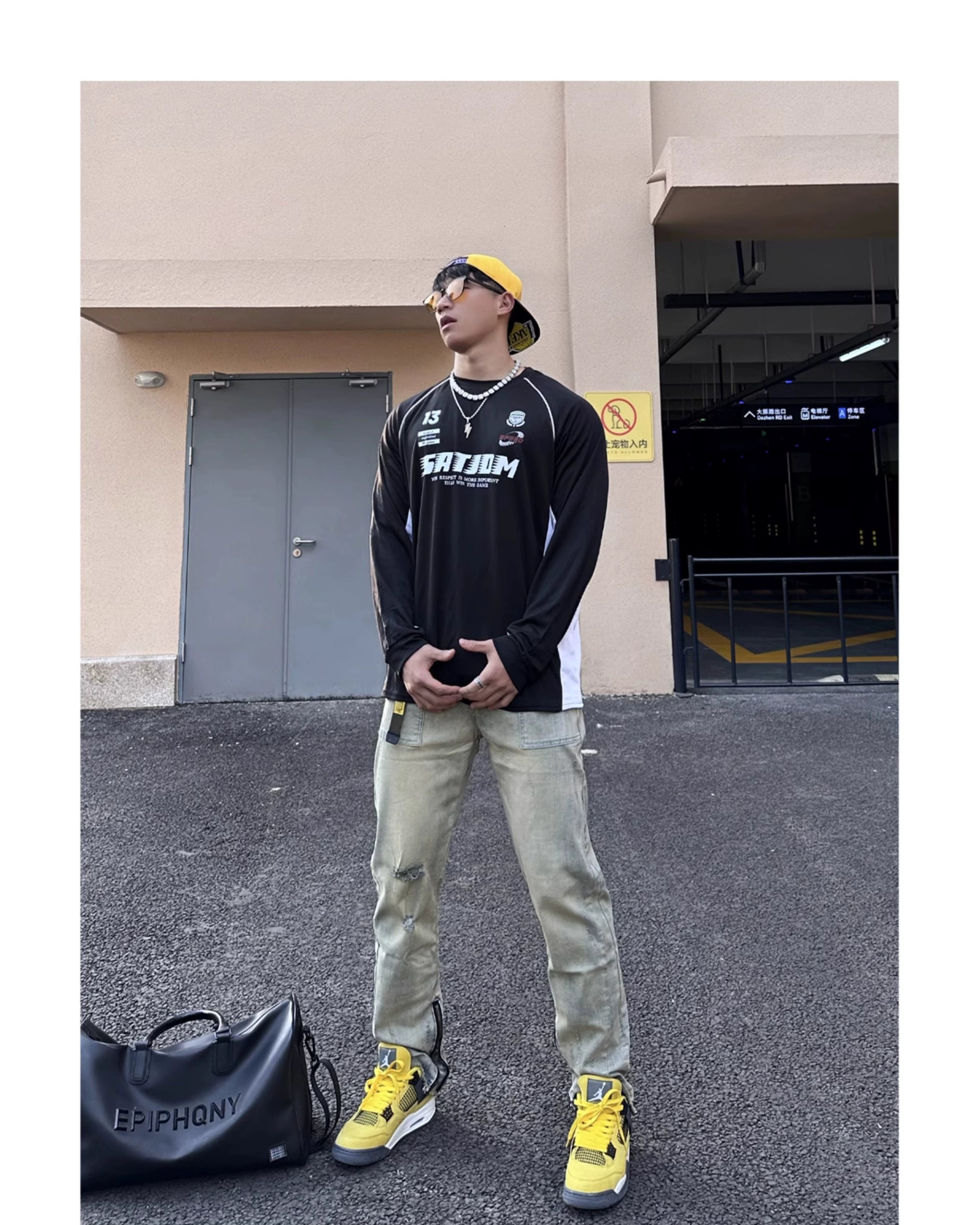 SATJDM American Style Color Block Training Long Sleeve T-Shirt