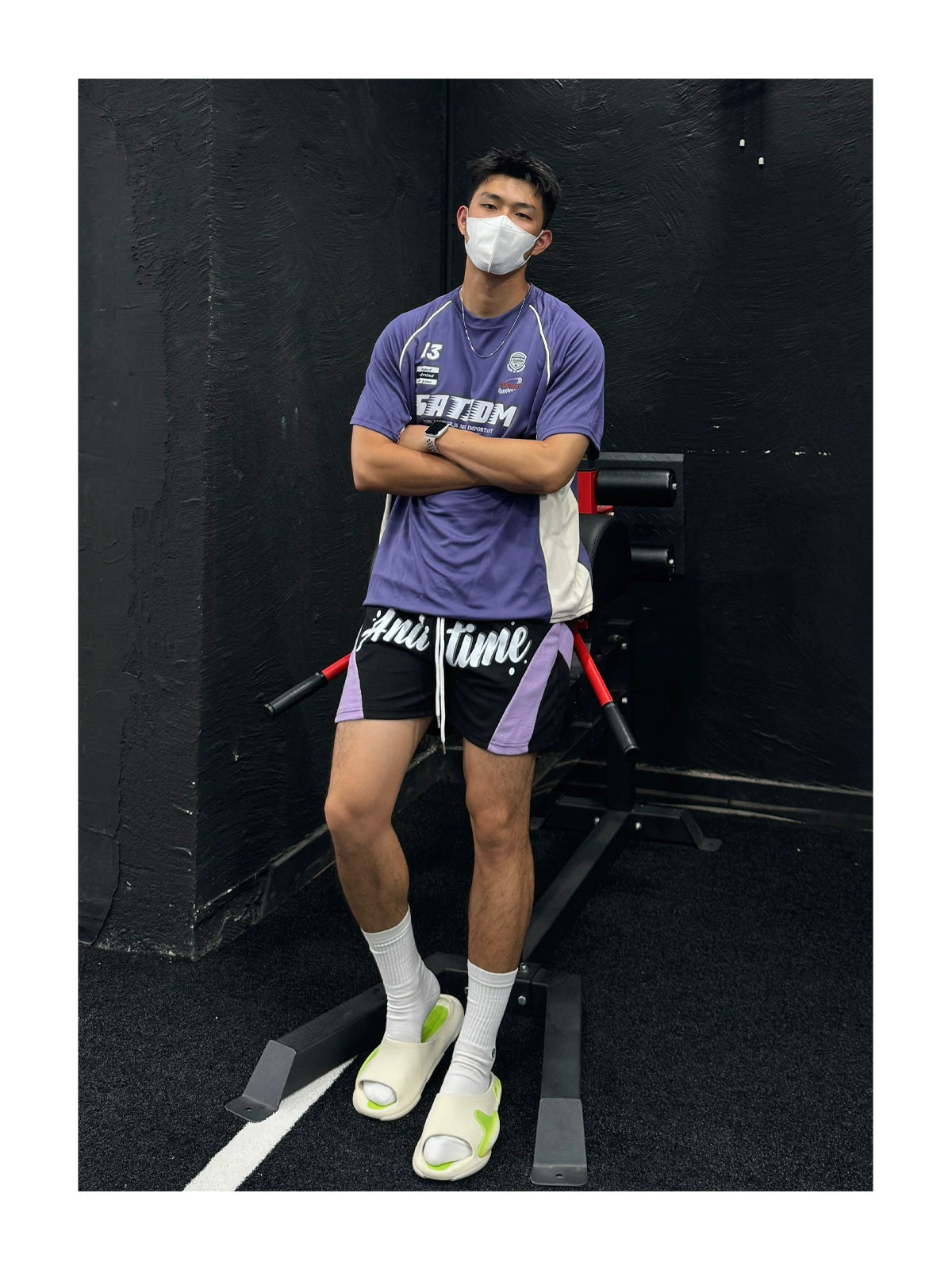 SATJDM Contrast Color Raglan Sleeve Basketball Training T-Shirt, Short Sleeve Fitness Running Suit for Students