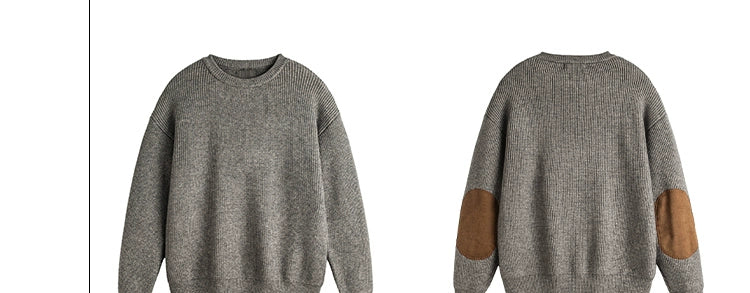 AK Sleeve Patch Loose Knit Sweater Men