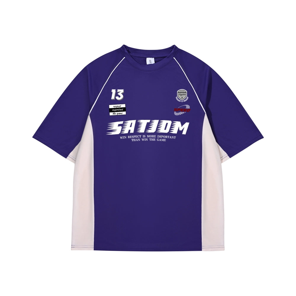 SATJDM Contrast Color Raglan Sleeve Basketball Training T-Shirt, Short Sleeve Fitness Running Suit for Students