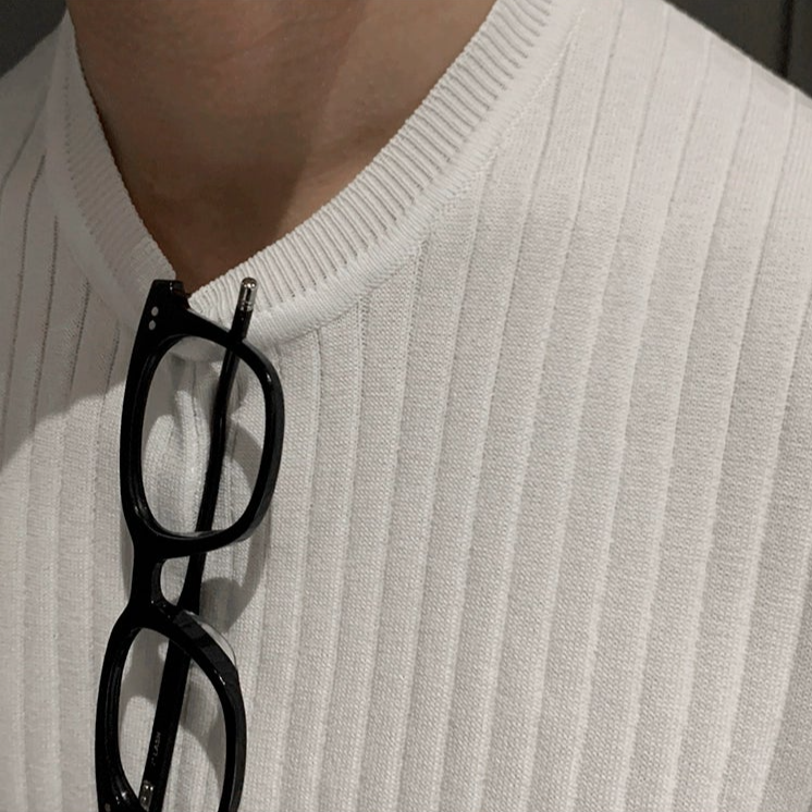 MRCYC High-End Round Neck Thin Striped Short-Sleeved Sweater