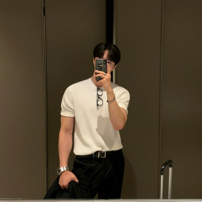 MRCYC High-End Round Neck Thin Striped Short-Sleeved Sweater