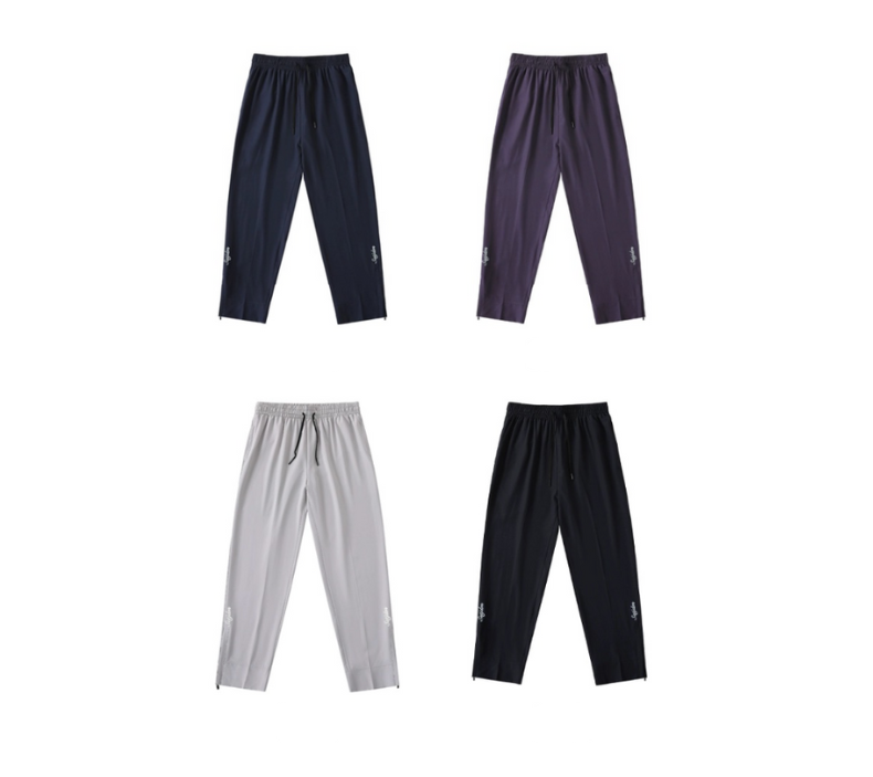 SATJDM Zipper Woven Nine-Point Quick Dry Basketball Training Pants for Running and Fitness