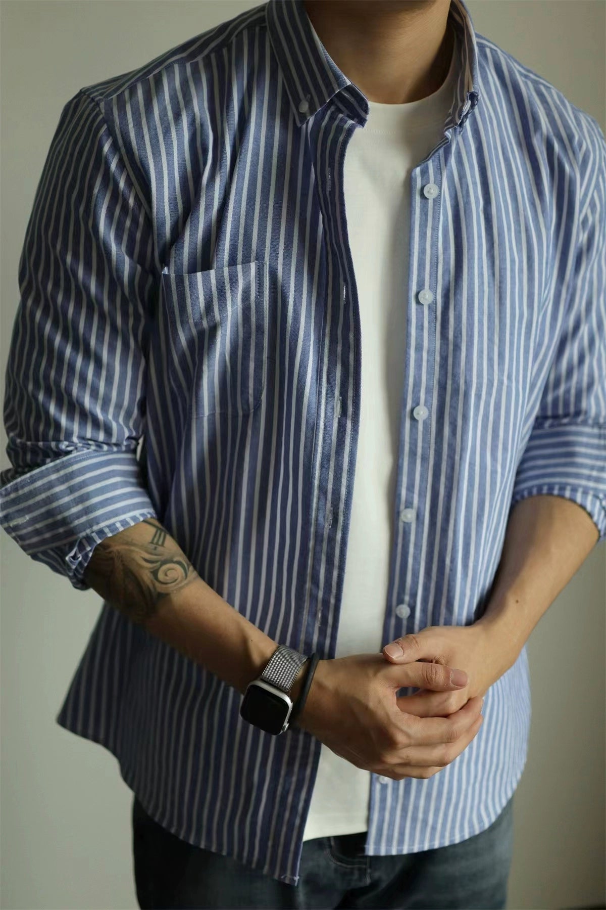 YX Stripe Pure Cotton Button Shirt