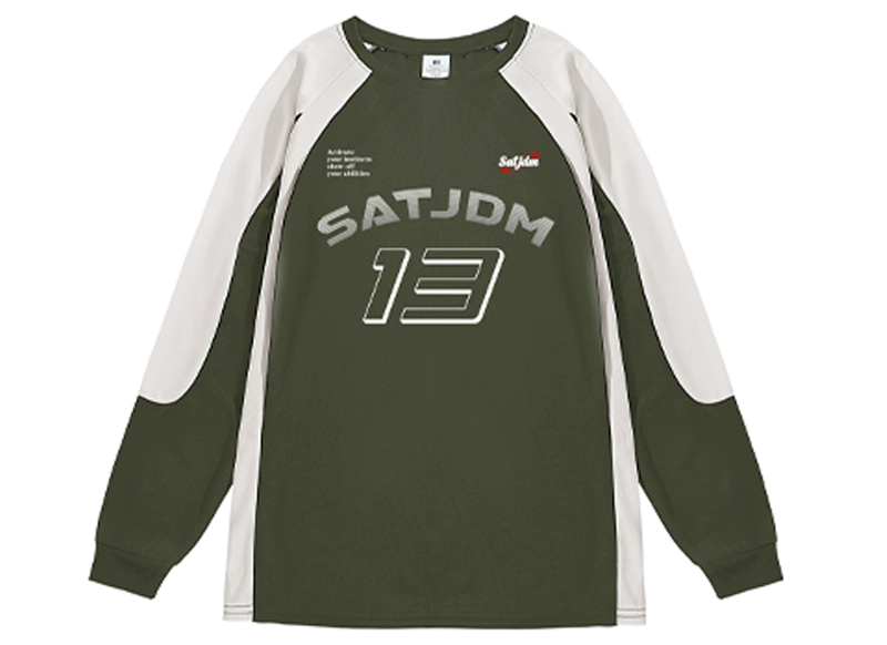 SATJDM Contrast Color Raglan Sleeve Long Sleeve Training T-Shirt, Fitness and Cycling