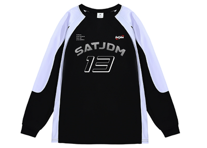 SATJDM Contrast Color Raglan Sleeve Long Sleeve Training T-Shirt, Fitness and Cycling