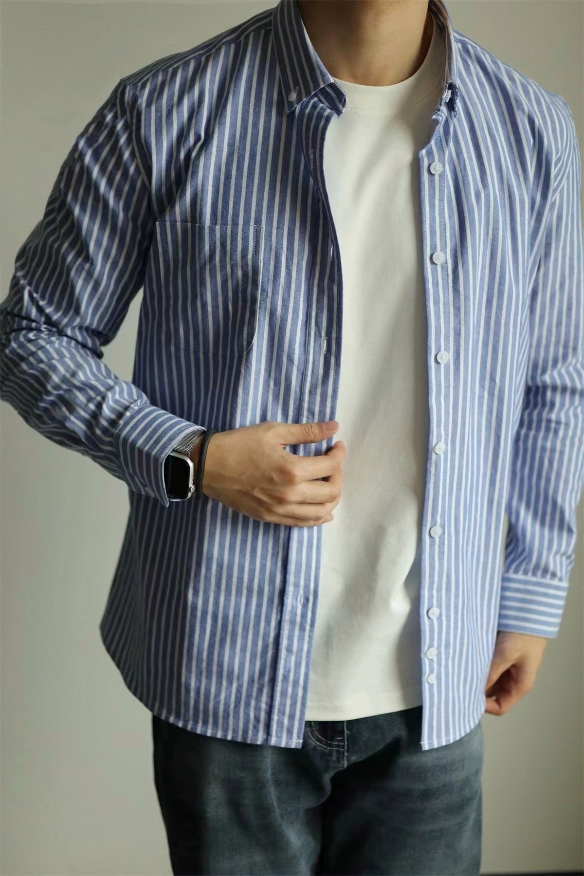 YX Stripe Pure Cotton Button Shirt