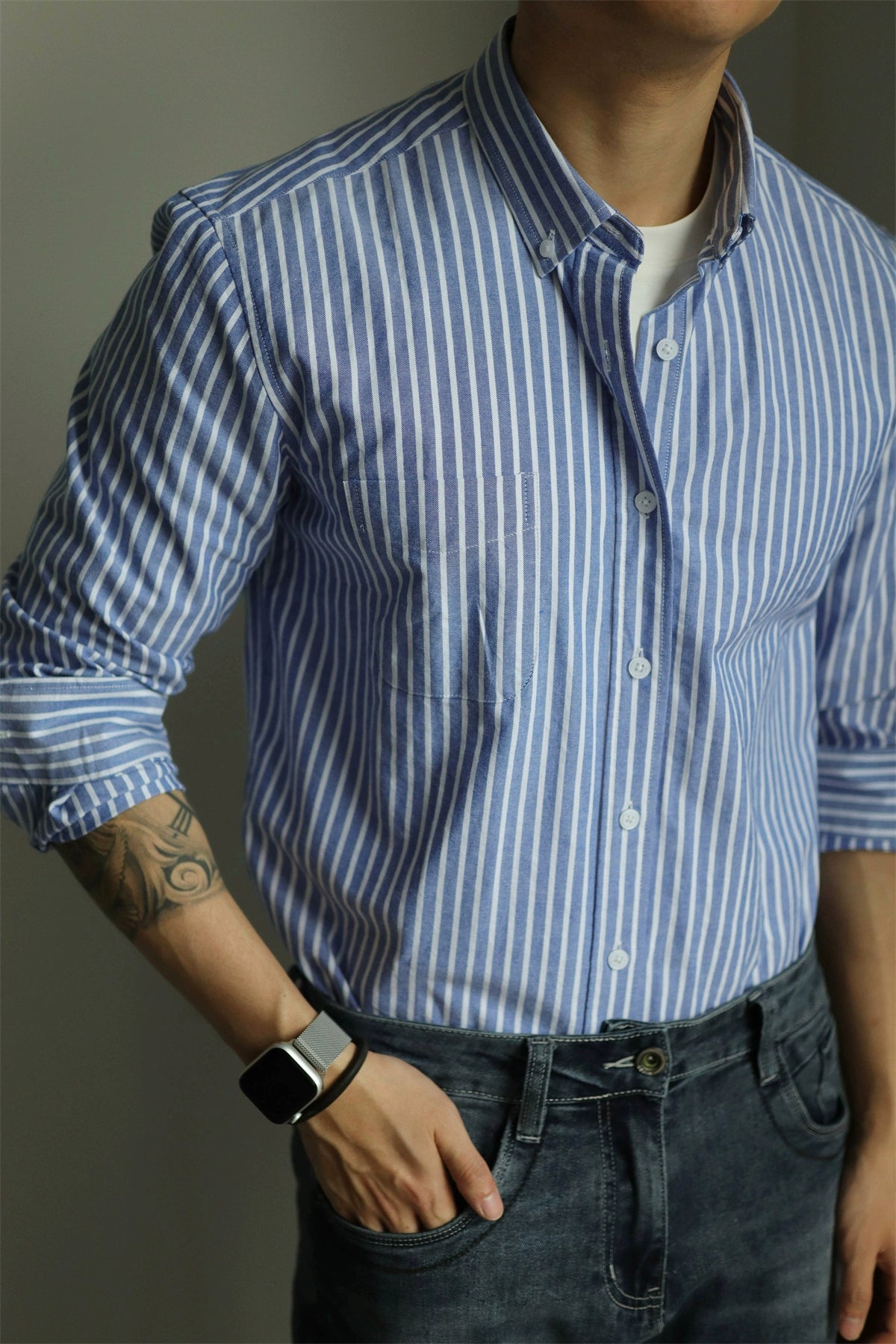 YX Stripe Pure Cotton Button Shirt